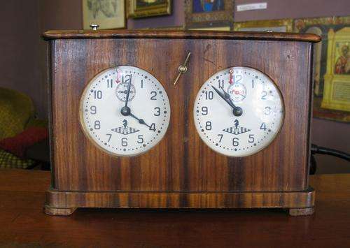 Very Rear Antique Russian Soviet Chess Clock. 1954. Oak case.