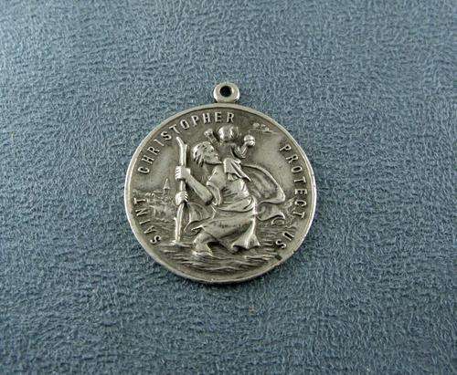 Big Old Vintage Silver Saint Christopher Pendant.