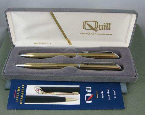 Vintage Original Set of Pen & Pencil by QUILL. Original Box & Instruction. Made in USA.