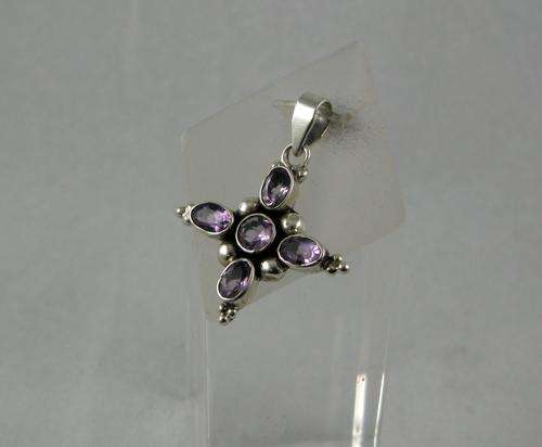 Beautiful Old Vintage 925 Silver Pendant with Amethyst. Hand Made.