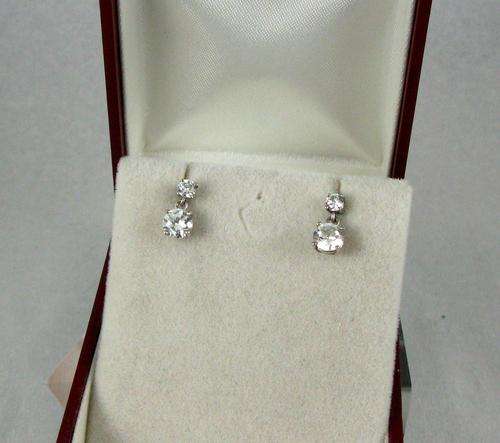 Vintage 925 Silver Stud Earrings with Crystals.