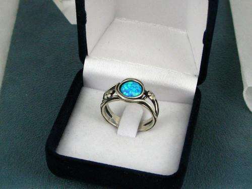 OId Vintage 925 Silver Ring with Opal (Syn). Signed. Hand Made.