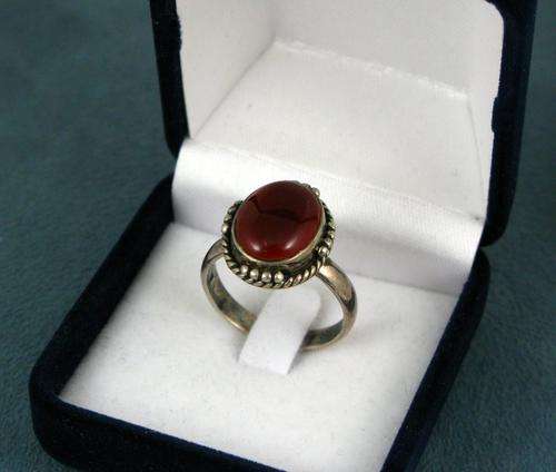 Old Vintage Sterling Silver Ring with Beautiful Agate. Hand made.