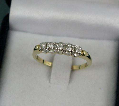 Stunning Vintage 9 Carat Gold with Natural Diamonds Eternity Ring