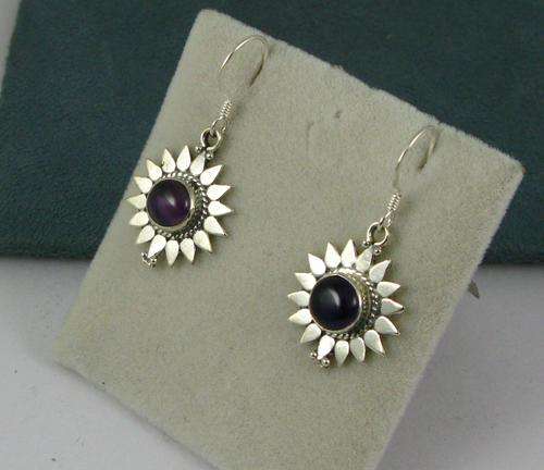 Old Vintage 925 Silver Earring with Amethyst Stones.