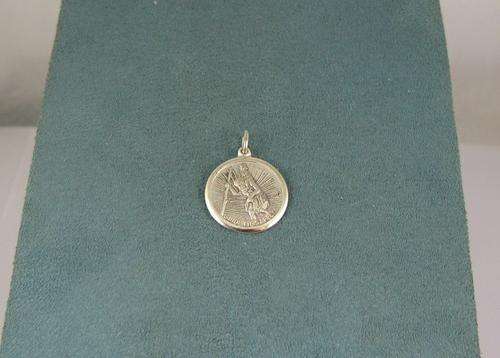 Old Vintage Sterling Silver Pendant St. Christopher.