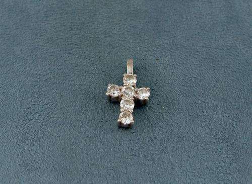 Vintage 925 Silver Cluster Cross Pendant with Crystals.