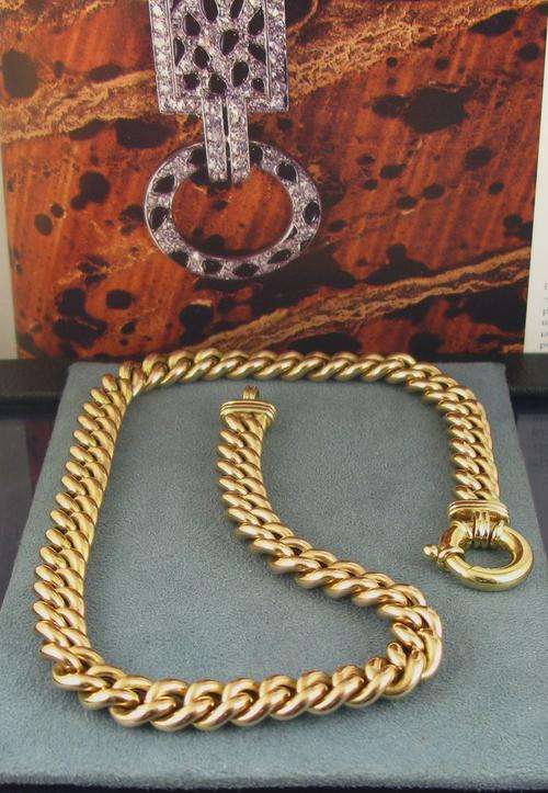 Classic Cartier Style Heavy 9 (375) Carat Yellow Gold Chain Necklace 44,3 g! Made in Italy.