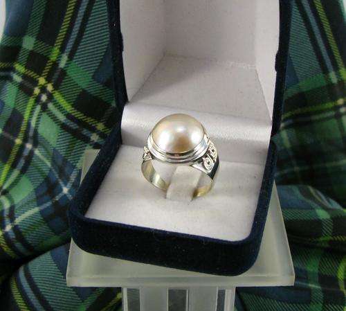 Unusual Big Vintage 925 Silver Ring with Mabe Pearl. Hand Made.
