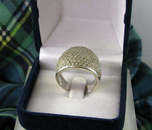 Bulky Unusual Vintage 925 Silver Cluster Ring with Crystals.