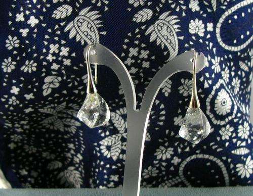 Unusual Rock Crystal 925 Sterling Silver Earrings.