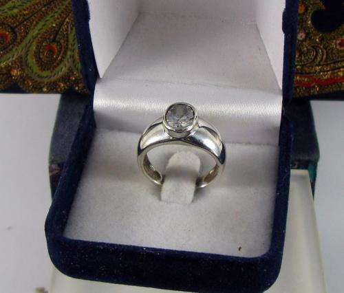 Vintage 925 Sterling Silver Solitaire Ring with Lab Diamond. Revamped as new!