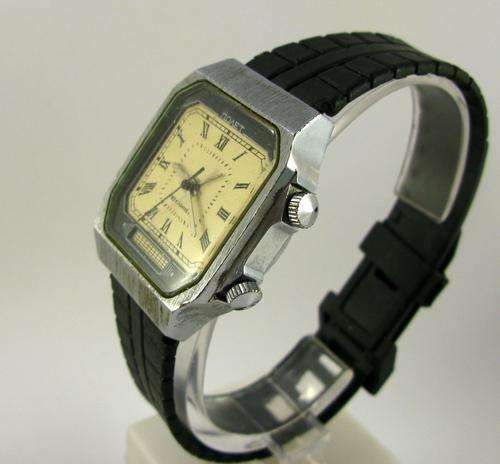 Rare Unusual Collectable USSR Russian Watch "POLJOT" with Alarm. Wind up 70-s.