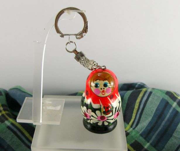 Traditional Russian Babushka Matryeshka Key Ring. Hand Made in Russia.