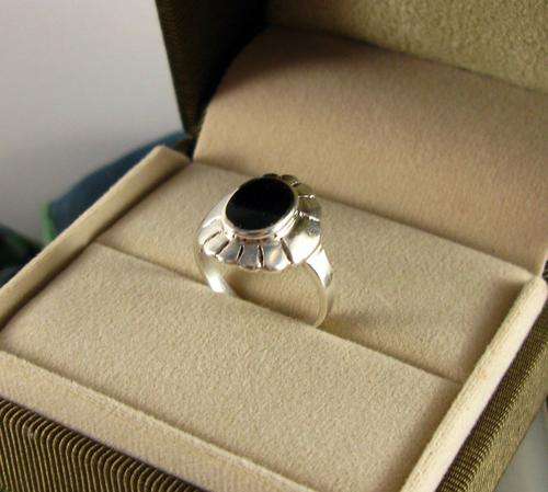 Old Vintage 925 Sterling Silver Ring with Onyx. Revamped, as new!