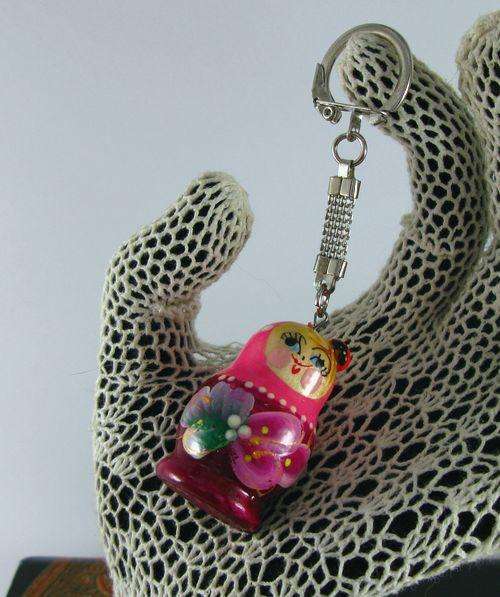 Traditional Russian Babushka Matryeshka Key Ring. Hand Made in Russia.