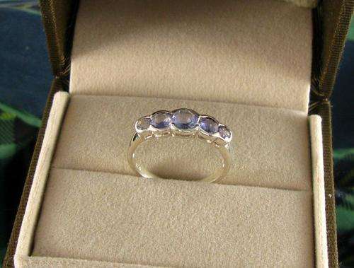 Custom Made Vintage 925 Sterling Silver Eternity Ring with iolite Stones.