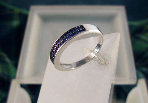 Striking Sapphires Sterling Silver Eternity Ring. Custom Made.