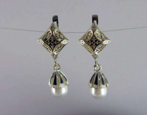 Traditional Russian Faberge Art Guilloche Enamel 925 Silver Jewelry Earrings. Hand Made in Russia.