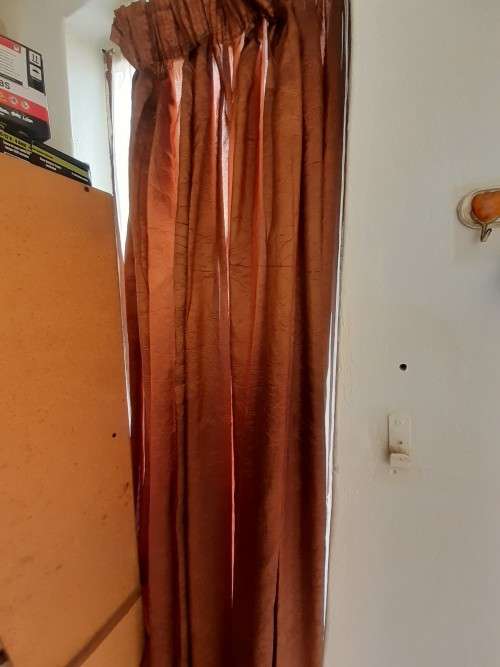 2 x piece silky brown curtains