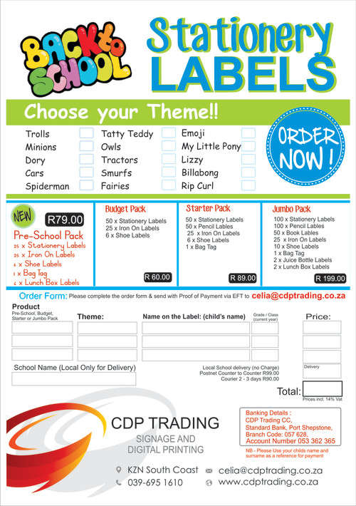 Starter Pack Stationery Labels