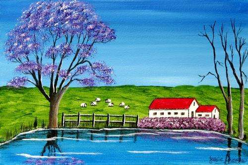 ***** CRAAAZY WEEK-END SPECIAL *****JESSIE MEIER ORIGINAL : REFLECTION IN FARM DAM