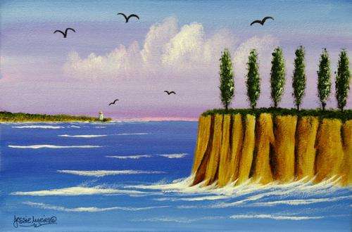 ***** CRAAAZY R1 AUCTION *****  JESSIE MEIER ORIGINAL : CLIFF NEAR LIGHTHOUSE