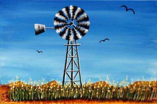 ***** CRAAAZY R1 AUCTION *****  JESSIE MEIER ORIGINAL : WINDMILL IN FIELD