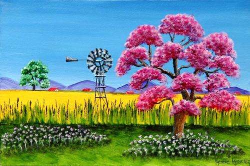 ***** CRAAAZY R1 AUCTION *****  JESSIE MEIER ORIGINAL : FARMSTEAD WITH WINDMILL