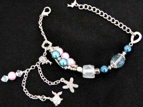 PRETTY PINK & BLUE (OCEAN THEME) - 21cm bracelet from THE JEMERO COLLECTION