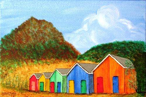 JESSIE MEIER ORIGINAL :  BEACH HUTS - WESTERN CAPE