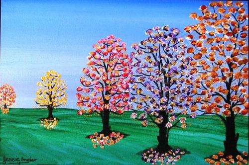 JESSIE MEIER ORIGINAL : TREES WITH A TOUCH OF GOLD