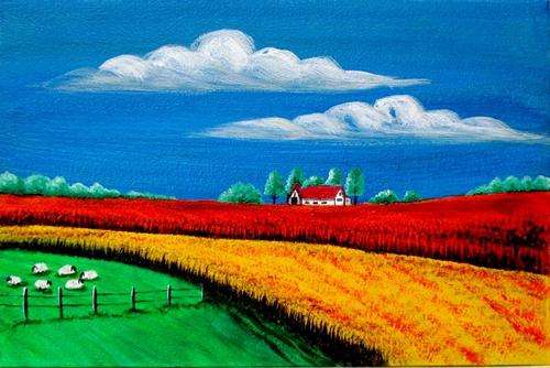 JESSIE MEIER ORIGINAL : SHEEP AND FLOWER FARM