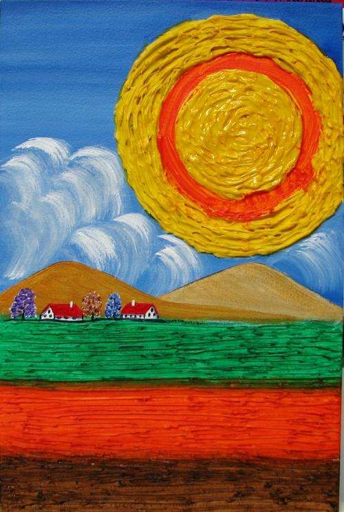JESSIE MEIER ORIGINAL :TEXTURED AFRICAN SUN LANDSCAPE