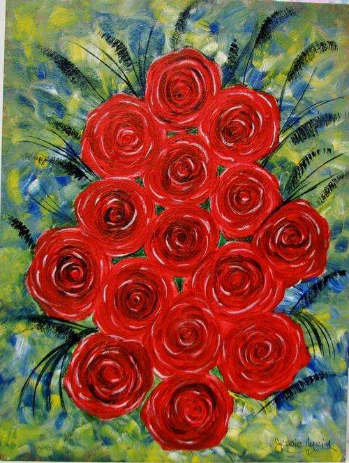***** CRAAAZY R1 START *****  JESSIE MEIER ORIGINAL : ROSES  (Size 40cm x 30cm)