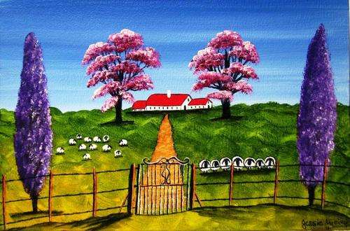 ***** CRAAAZY R1 AUCTION *****  JESSIE MEIER ORIGINAL : SHEEP FARM WITH GATE