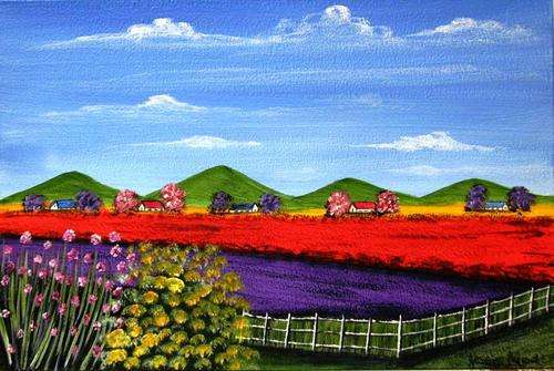 ***** CRAAAZY R1 AUCTION *****  JESSIE MEIER ORIGINAL : FLOWER FARMS WITH FLOWERBUSHES