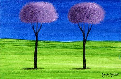 ***** CRAAAZY R1 AUCTION *****  JESSIE MEIER ORIGINAL : POM-POM TREE LANDSCAPE