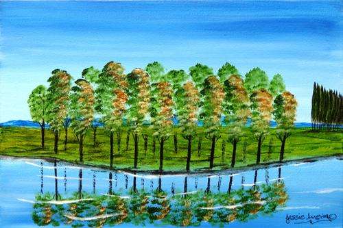 ***** CRAAAZY R1 AUCTION *****  JESSIE MEIER ORIGINAL : REFLECTION OF TREES