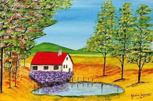 ***** CRAAAZY R1 AUCTION *****  JESSIE MEIER ORIGINAL : FARM HOUSE NEAR DAM