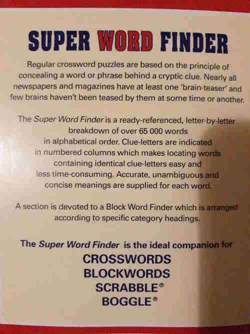 Super Word Finder - Complete reference book for crosswords, blockwords, Scrabble - 65000+ entries