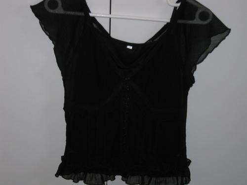 Imported Black shirt with frill detail sleeve and camisole - size small