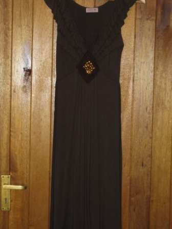 Imported Brown Summer Dress label JUST M -  made in Paris - size 32 / 34