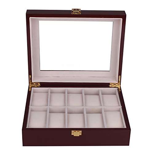 10 Slots watch Display Case Cherry Wood