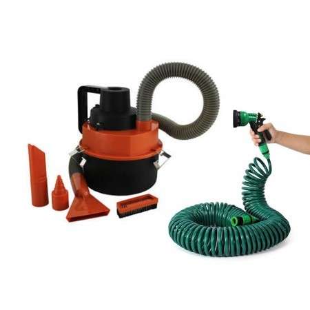Combo Deal: Coiled Hose and Multipurpose Wet Dry Car Vacuum Cleaner