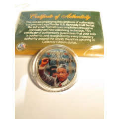 Nelson Mandela Father of a Nation Colourized U.S. Kennedy Half Dollar Coin