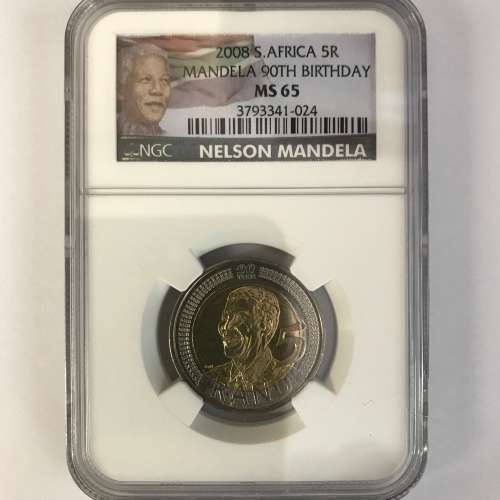 2008 Mandela 90th Birthday R5 NGC MS65