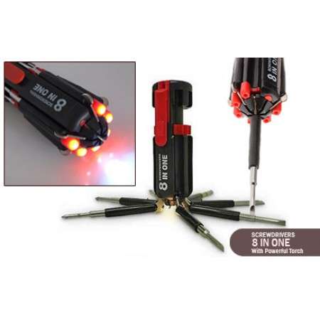 Screwdriver 8-in-1 with a built-in Flashlight