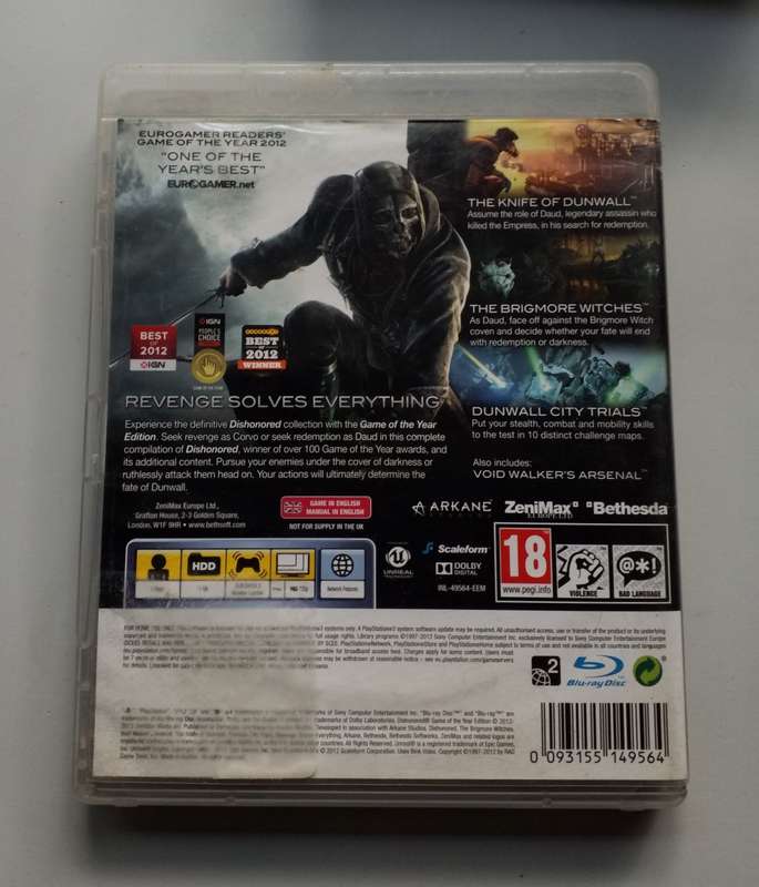 Dishonoured Game of the Year Edition - PS3 - Complete Disc and Manual