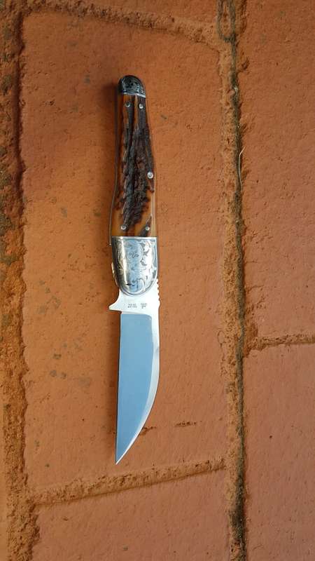 PAUL CHEN STAG HANDLED SHEFFIELD FOLDING KNIFE